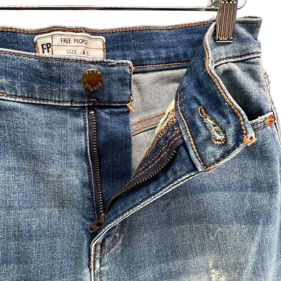 Free People Great Heights Jeans Womens 26 Blue Frayed Skinny Distressed Stretch - Picture 2 of 13